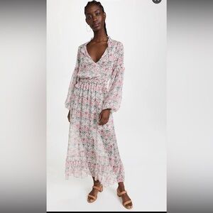 NWT MISA Los Angeles $390 Amata Pink Peasant
Bohemian Cottage Dress XS